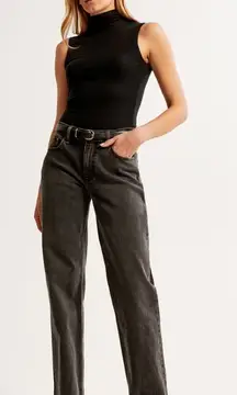 NWT Abercrombie Curve Love Low Rise Baggy Jean in Washed Black