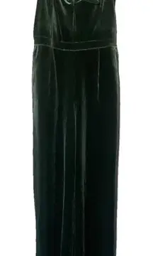 Velvet‎ Jumpsuit Sleeveless Olive Green Tie Front Party Cocktail Evening