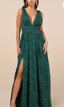 Lulus Sweet Sophistication Burnout Green Floral Maxi Dress