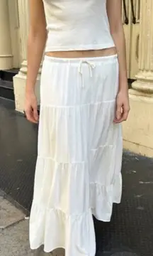 Brandy Melville White Tiered Maxi Skirt casual fall boho S y2k classic