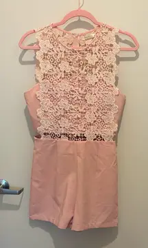 Pink lace overlay romper