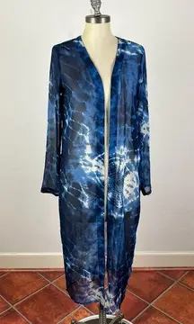 Noisy May Blue Tie Dye Sheer Cardigan Duster