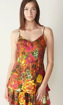 Intimissimi Blooming Summer Viscose Satin Top and Shorts Set Women's sz. L