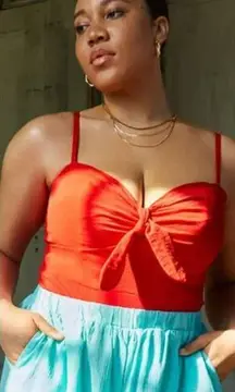 NEW Eloquii‎ red Tie Front Bustier Bodysuit, women plus size 28