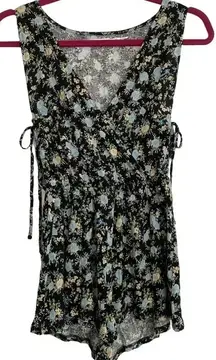 Urban Outfitters Kimchi Blue Black Floral Romper Sleeveless Ties