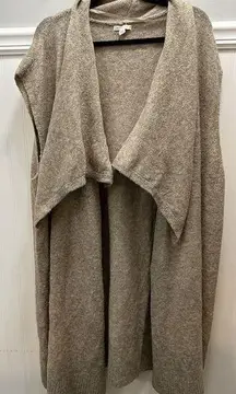 Cato Sweater Vest Long Duster Beige Open Waterfall Women's Plus Size 26/28W