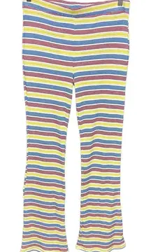 Zara Rib Texture Striped‎ Pull On Flared Bell Bottom Pants Multicolor Size Large