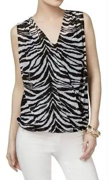 NWT Womens INC International Concepts Animal Print Faux Wrap Top - Sz M