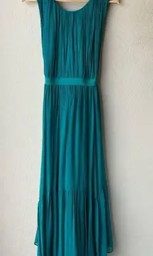 NEW Ulla Johnson Dress Sarai Silk Midi Gown Criss Cross Back Blue Size 4