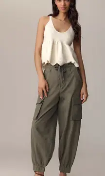 ANTHROPOLOGIE Pilcro Ditsy Embroidered Cargo Pants Basil Green Size L NEW