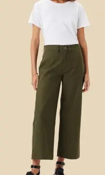 NWT AMOUR VERT Wide Leg Utility Pant Calla Green 100% Cotton Twill Pants Size 4