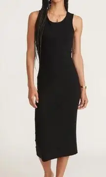 Marine Layer Lexi Daytime Dress in Black Rib Sleeveless Midi Medium