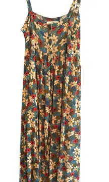 Natural Life Empire Waist Boho Cottagecore Floral Dress Midi Maxi Blue S Flowy