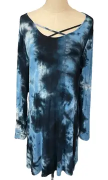Simply Southern Collection Tie Dye Long Sleeve Cross Style Neck Dress Size M‎