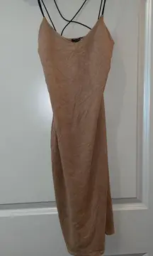 Suede Brown Bodycon Mini Dress