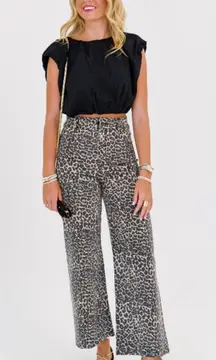 Fancy Leopard Wide Leg Jeans