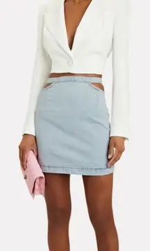 NEW WeWoreWhat Light‎ Wash Denim Cutout Belt Women XL Mini Preppy Revolve Skirt