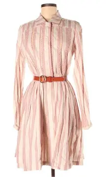 A LOVES A Striped Fit & Flare‎ Shirt Dress Button Front Long Sleeve Small New