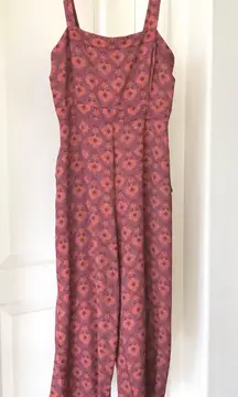 Purple Pink Paisley Jacquard Print Jumpsuit Size Small