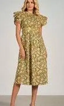 Elan Ruffle Sleeve Open Back Floral Midi Dress