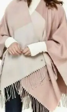 NEW Soia & Kyo Dusty Pink Blanket Shawl Cardigan w/Fringe Poncho Wrap One Size