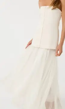 NEW Ever New Mixed Media Strapless vest midi cream ivory Dress sz 10