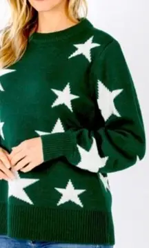 Hunter Green Star Knit Sweater + Bonus Mask