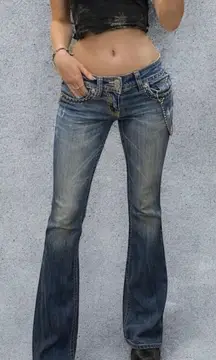 Miss Me Bootcut Jeans Low Rise Embellished Pocket Denim Jeans Size 24