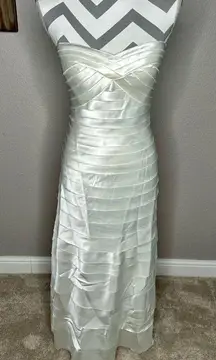 NWT BCBGMaxAzria Strapless Cream Satin Dress
