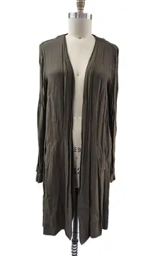 Gibson Latimer Brown Embroidered Light Robe Coat Topper Open Front  Sz XL