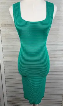 TORN by RONNY KOBO Sexy Ribbed Bodycon Dress Green-XS