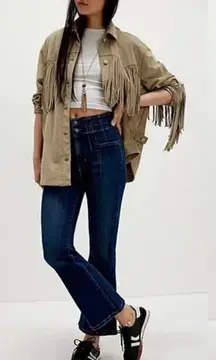 Free People We The Free Jayde Crop Flare Dark Blue Jeans NWT