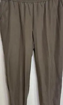 Chicos Womens 2 US Large Brown Cuffed Pants Pull On Elastic Waist Pockets Preppy