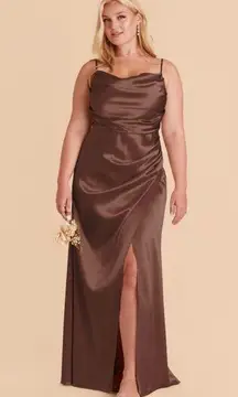 Birdy Grey Lydia Shiny Satin Chocolate Brown Maxi Dress NEW Size XXL Bridesmaid