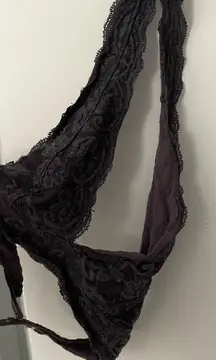 Out From Under Lace Halter Bra in Grey