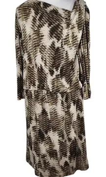 Ellen Tracy Brown Snakeskin Print Dress Size Medium Wedding Guest Dress
