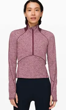 Lululemon Always Alert 1/2 Zip in Heathered Garnet