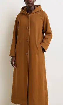 Bernardo Wool Cashmere Blend Women’s Long Hooded Coat Camel Brown Size XL