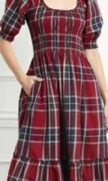 Hill House Th Louisa Nap Dress Red Tartan NWT