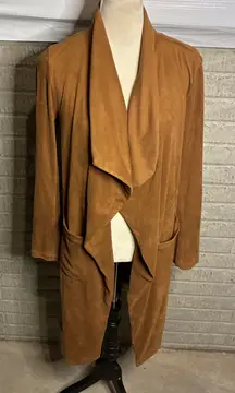 Cupcakes and Cashmere Women's Brown Suede Waterfall Duster Cardigan XS