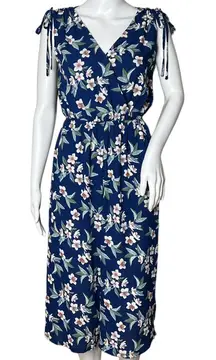 As U Wish Jumpsuit Womens‎ XS Navy Blue Floral Flowers Leaves Crop Boho Cottage