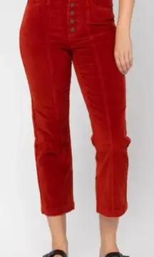 Judy Blue High Rise Button Fly Red Rust Corduroy Ankle Straight Pants Size 9/29
