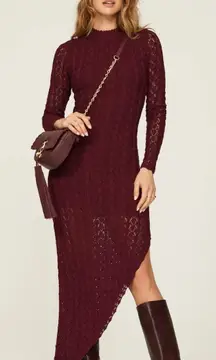 Something Navy Dress Womens XX Large Red Purple Asymmetrical‎ Crochet Knit