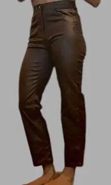 Calzedonia faux leather straight leg cropped pants, brown women’s  M