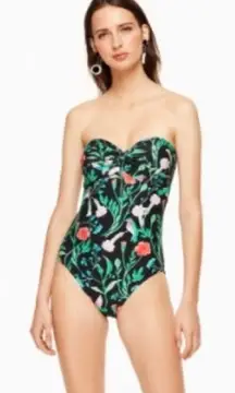 Kate Spade Marina Black Hummingbird One- Piece Swimsuit- Size Small