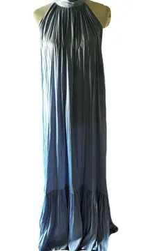 O.P.T. Halter Maxi Dress | NWT | Satin Pleated Baby Blue| Size Small