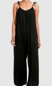 Vitamin A Balloon Rib Jumpsuit Black Pleated Tie Strap Size Small