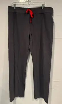 Figs Charcoal Straight Leg Scrubs with Red Drawstring