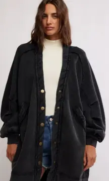 Free People Fresh Start Cardigan Size Medium Oversized Grey Oversize Button Knit
