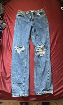 Long Straight Leg Denim Jeans